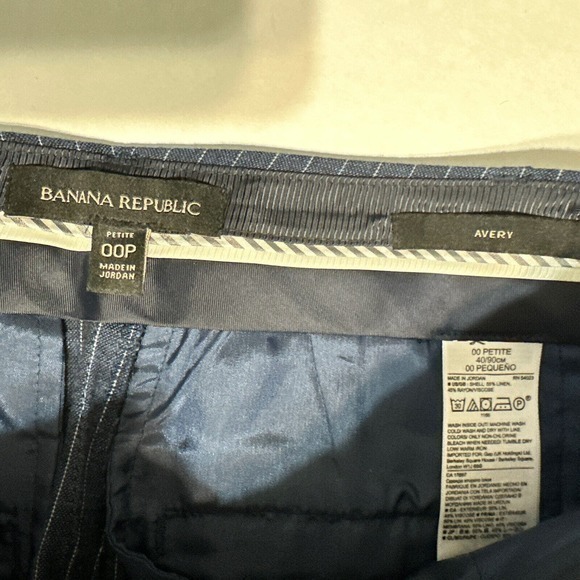 Banana Republic Factory Navy Blue white Ryan Pinstripe Straight Leg Pants Sz 00P - Picture 4 of 15